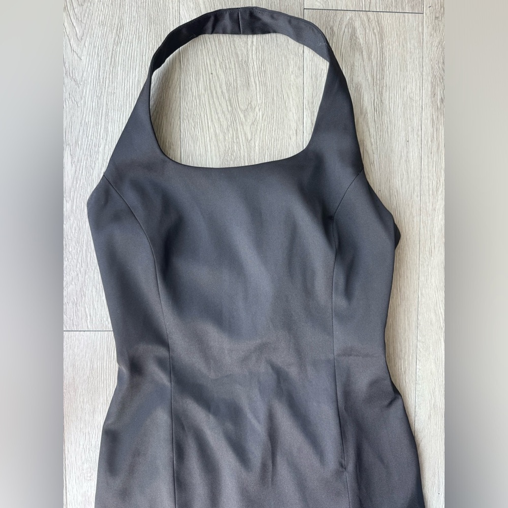 Vintage Laundry by Shelli Segal Black Halter Mini Sheath Dress 90s Y2K - Picture 3 of 10